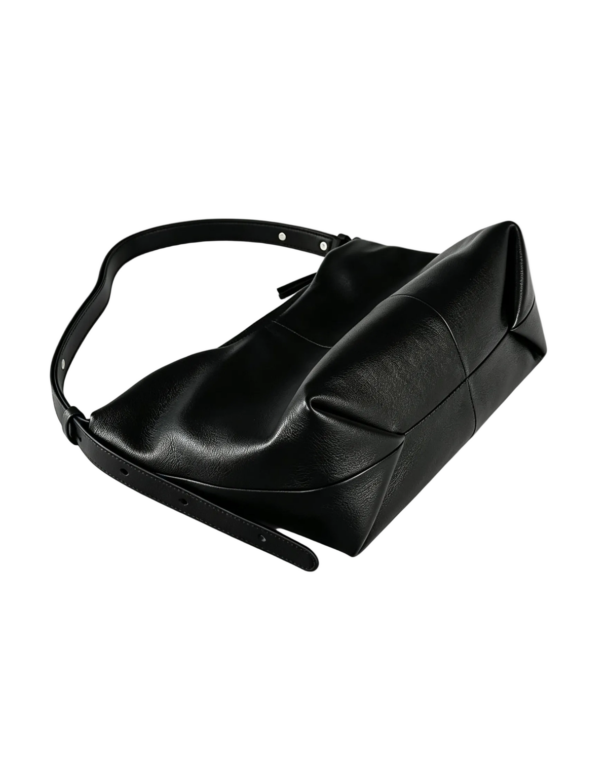 Black leather hobo bag with adjustable strap, multi‑wear women shoulder crossbody handbag for daily commute