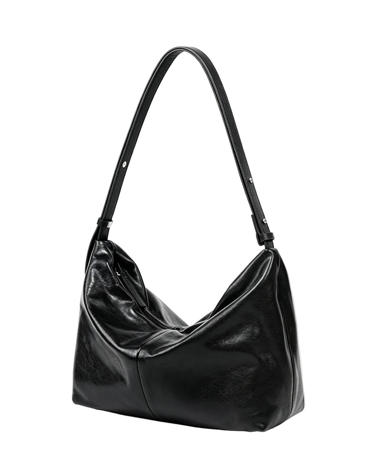 Black genuine sheepskin tote bag, soft vintage leather crossbody handbag for women commuter