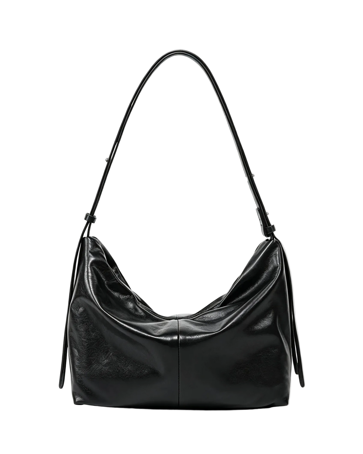 Black genuine sheepskin tote bag, soft vintage leather crossbody handbag for women commuter