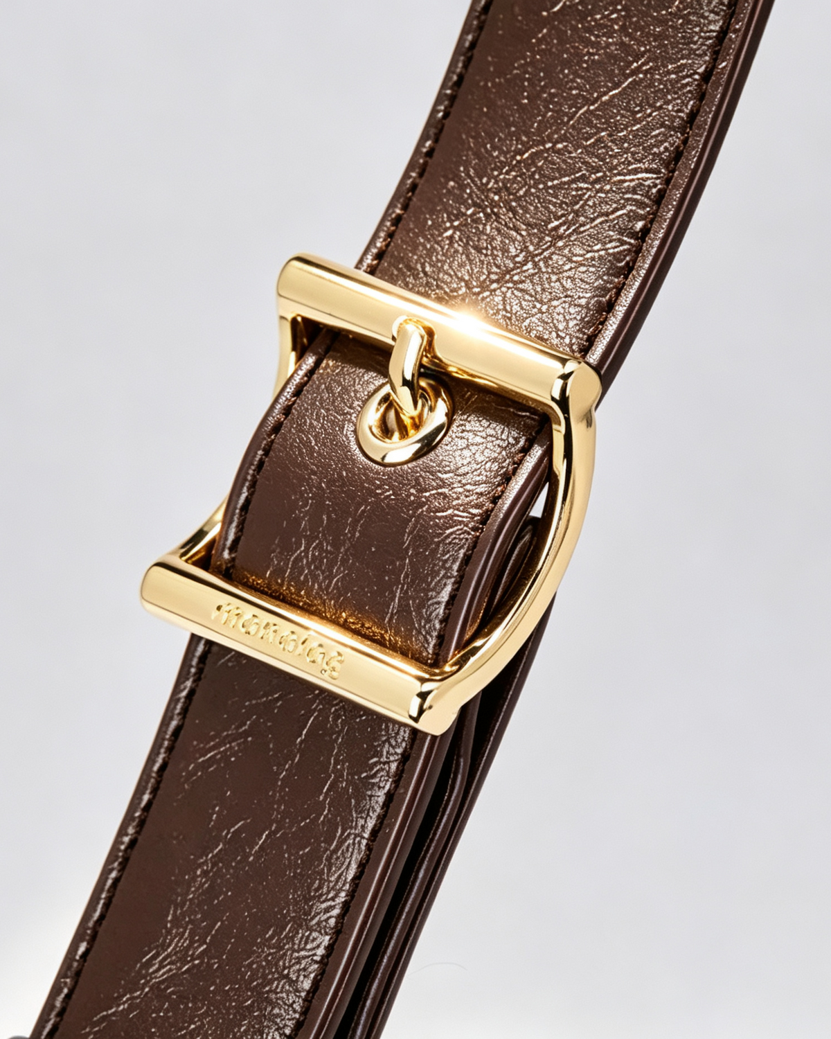 Adjustable shoulder strap with gold-tone buckle hardware