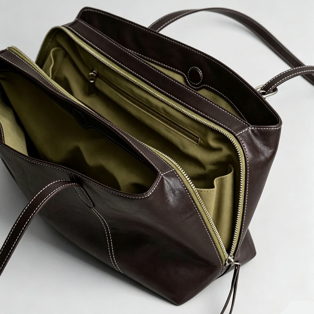 Brown Mercer leather work tote in medium size