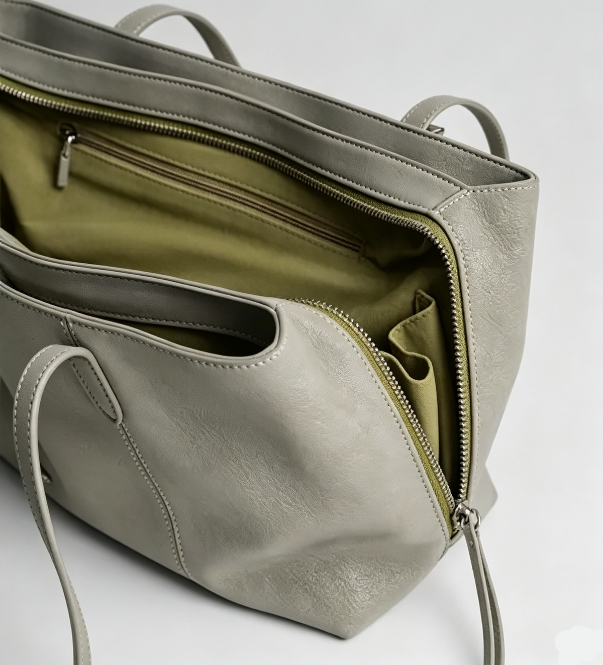 Gray Mercer leather work tote in medium size