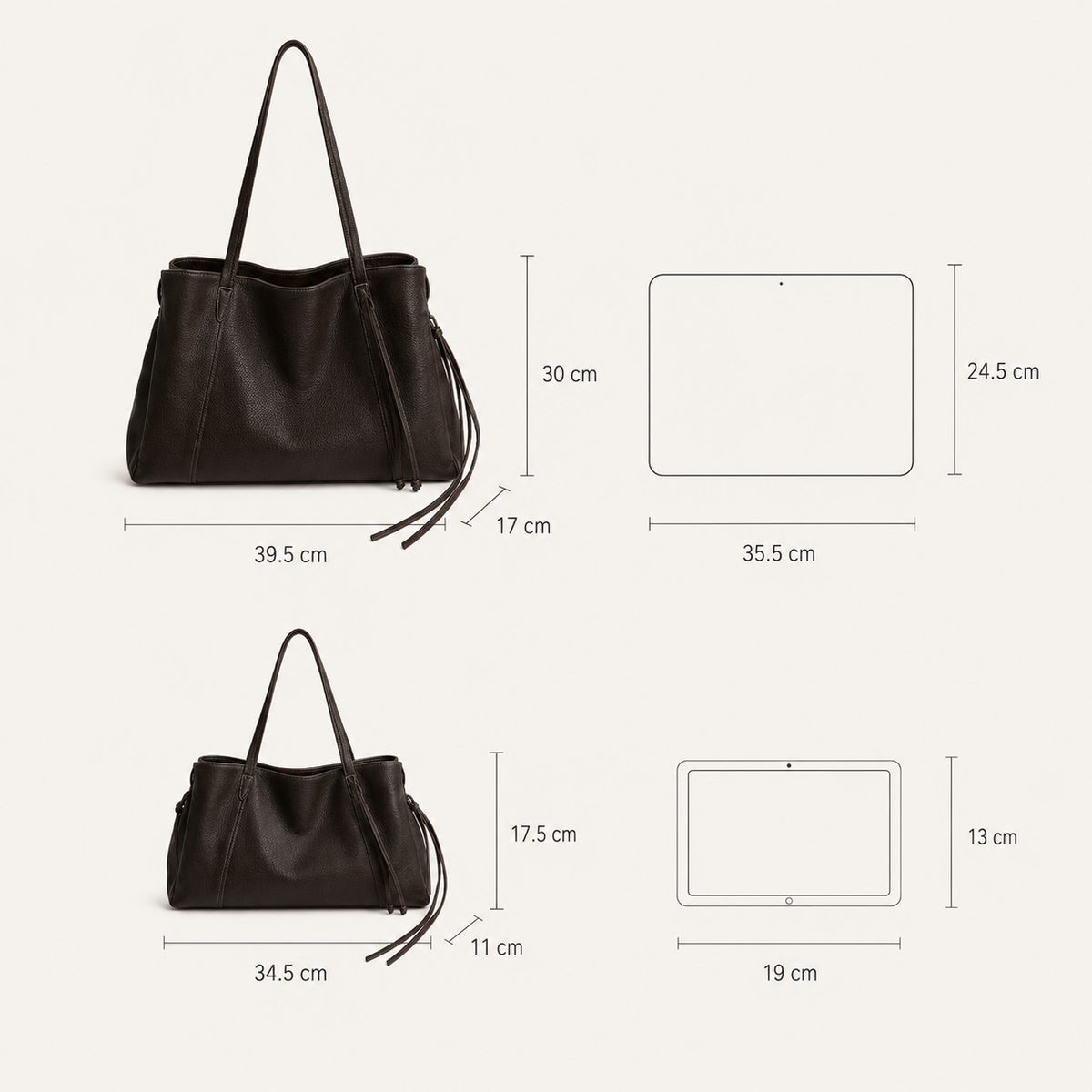 Mercer leather work tote medium and large size comparison