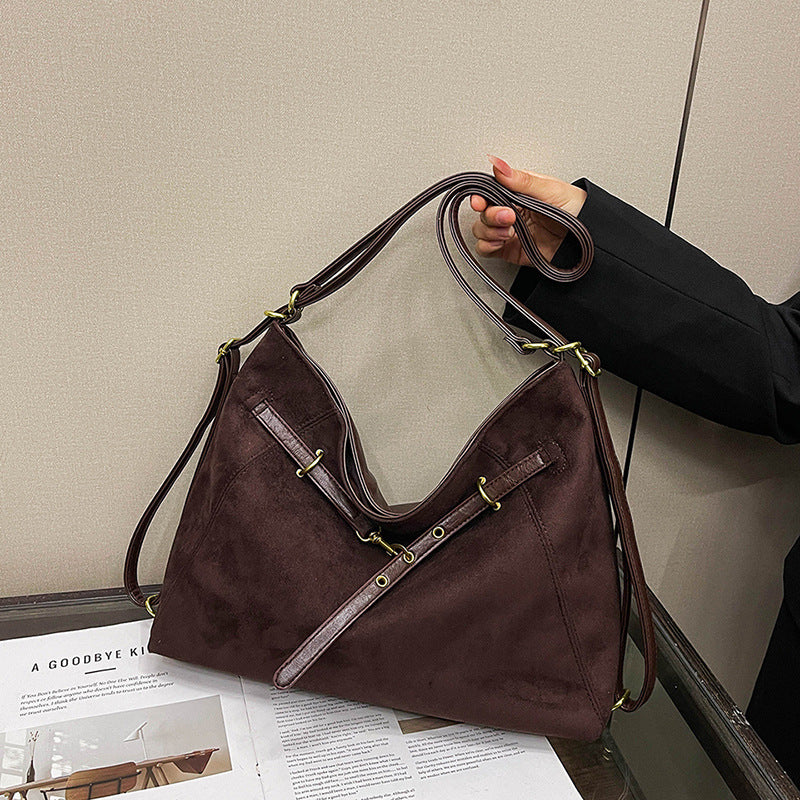 Retro Suede Convertible Hobo Bag